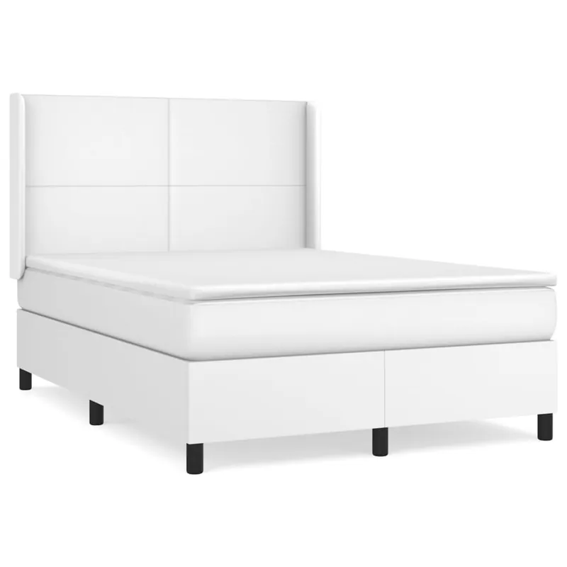 Cama box spring con colchón cuero sintético negro 140x190 cm Diseño plano - Descanso
