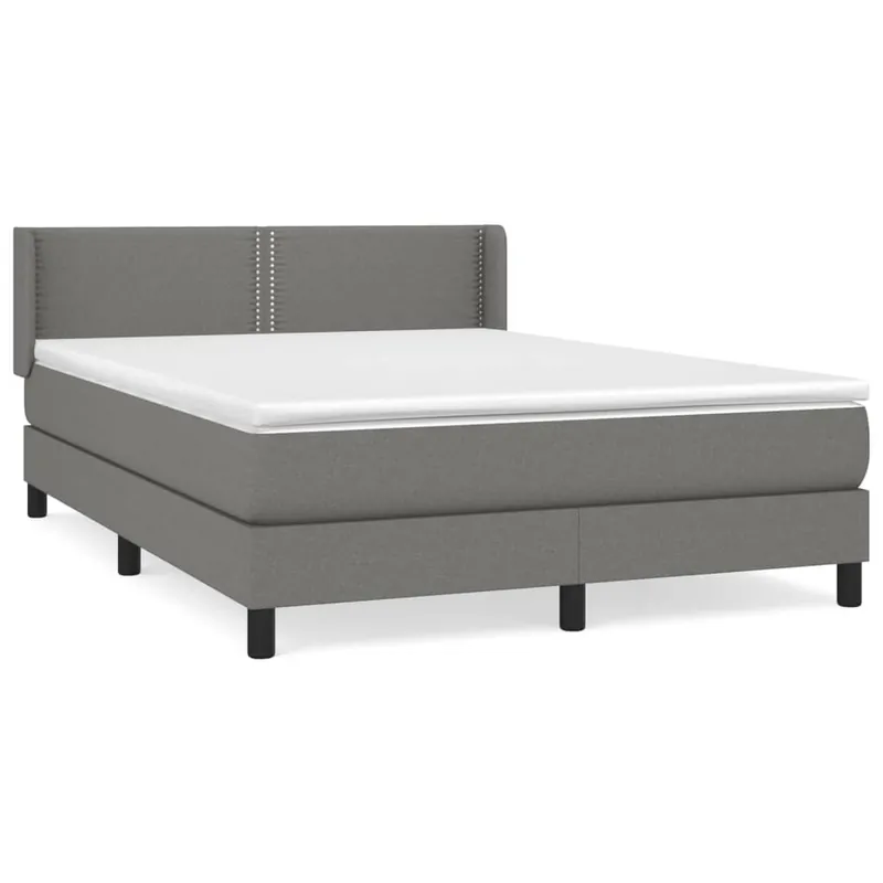 Cama box spring con colchón tela marrón oscuro 140x190 cm Liso con clavos - Descanso