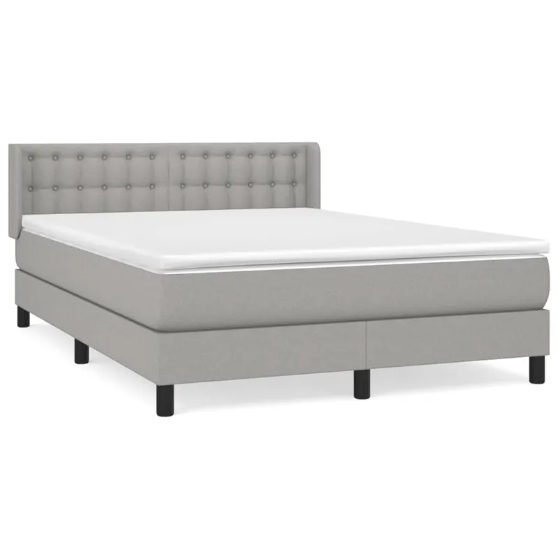 Cama box spring con colchón tela negro 140x190 cm Botones - Descanso