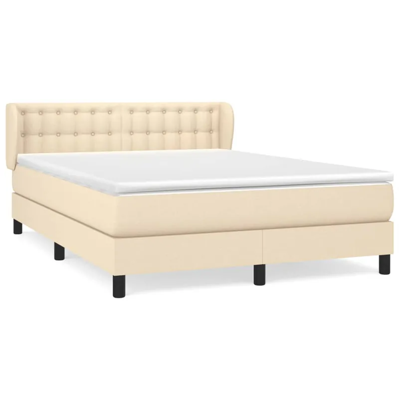 Cama box spring con colchón tela negro 140x190 cm Botones - Descanso