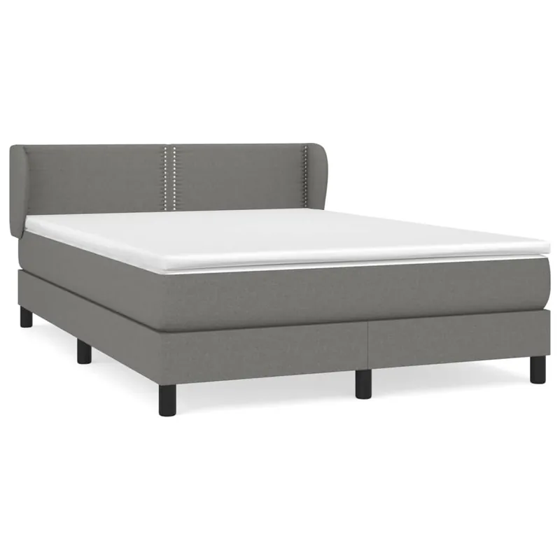 Cama box spring con colchón tela marrón oscuro 140x190 cm Liso con clavos - Descanso