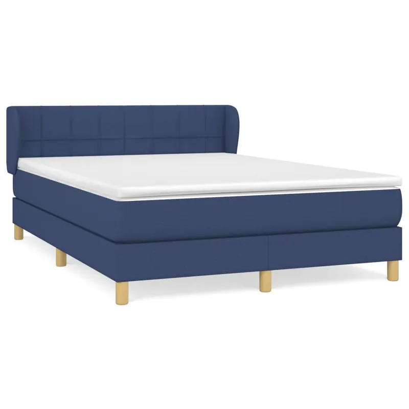 Cama box spring con colchón tela gris oscuro 140x190 cm Bloques con cuadros - Descanso