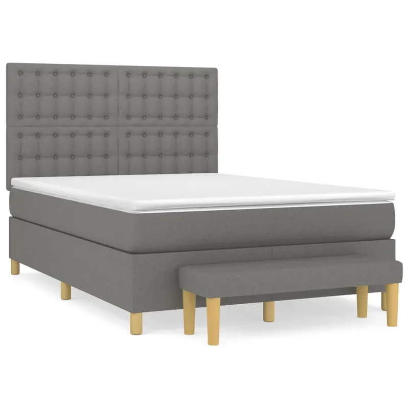 Cama box spring con colchón tela negro 140x190 cm Botones - Descanso