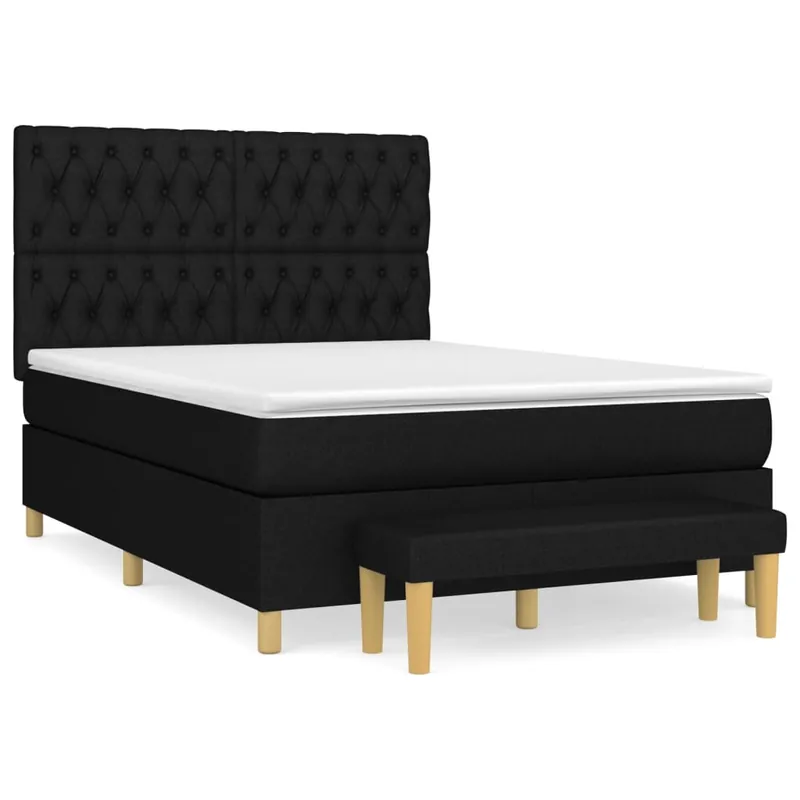 Cama box spring con colchón tela gris oscuro 140x190 cm Diseño de botones - Descanso