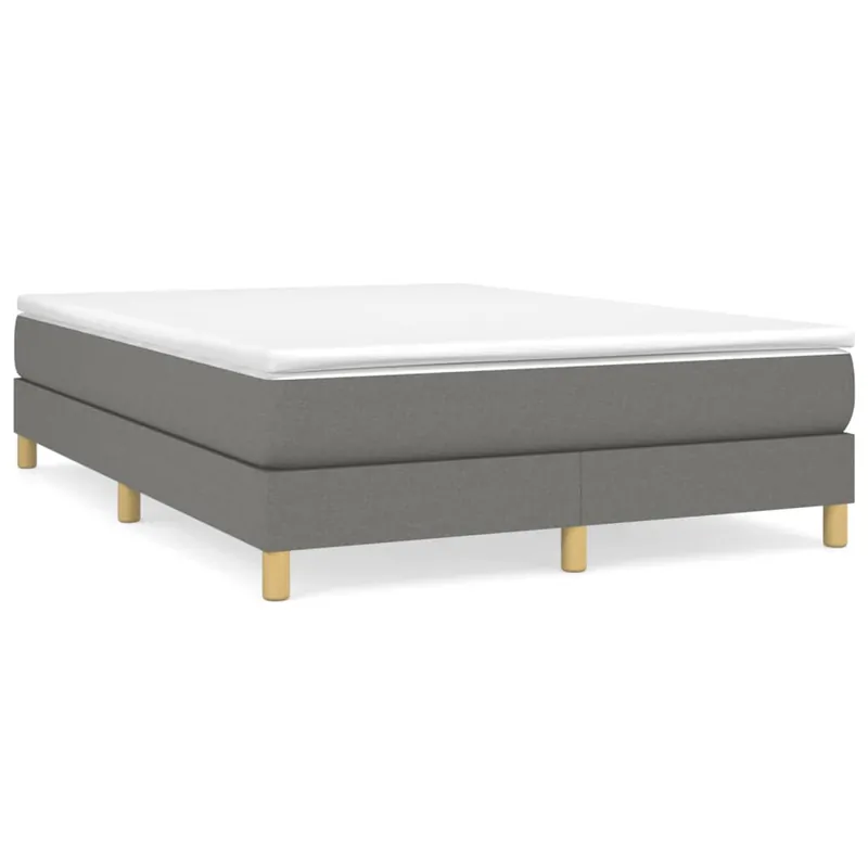 Cama box spring con colchón tela gris oscuro 140x200 cm - Descanso