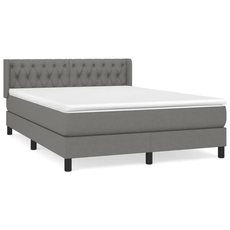 Cama box spring con colchón tela gris claro 140x200 cm Diseño de botones - Descanso