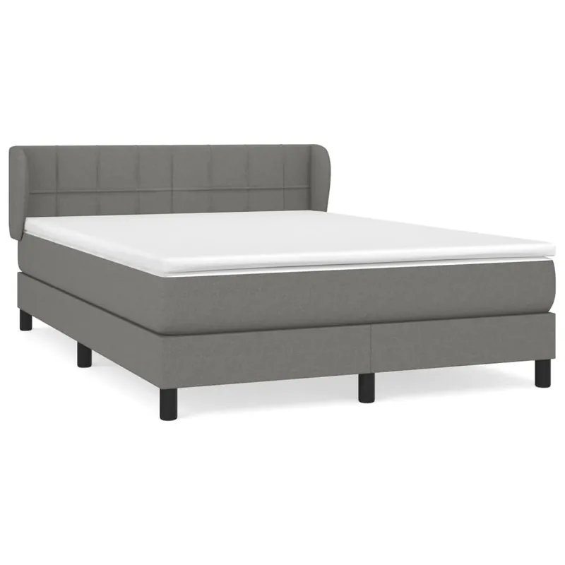 Cama box spring con colchón tela gris claro 140x200 cm Bloques con cuadros - Descanso