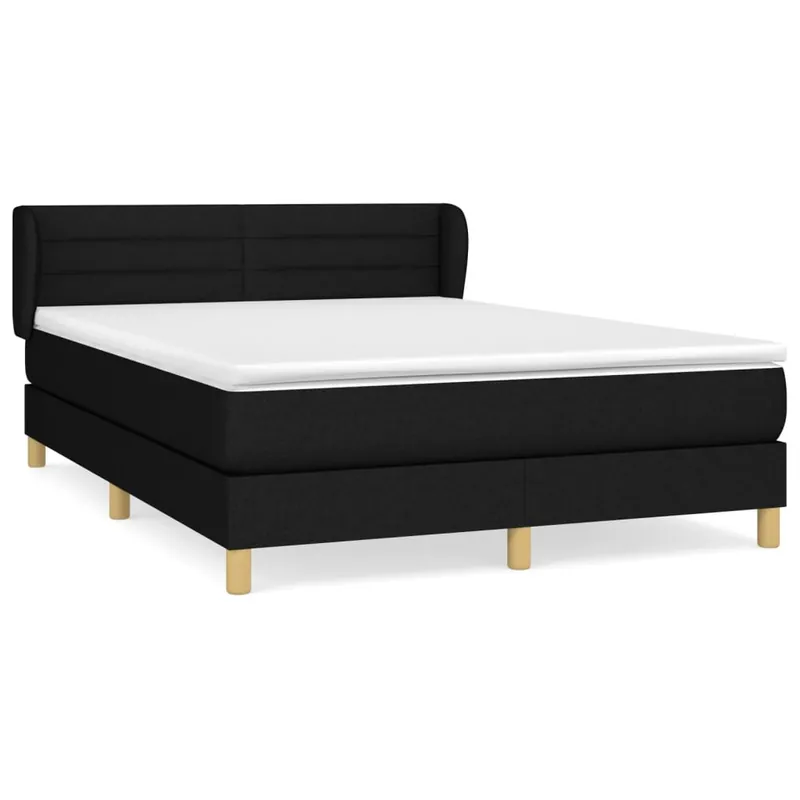 Cama box spring con colchón tela gris oscuro 140x200 cm Rayas horizontales - Descanso