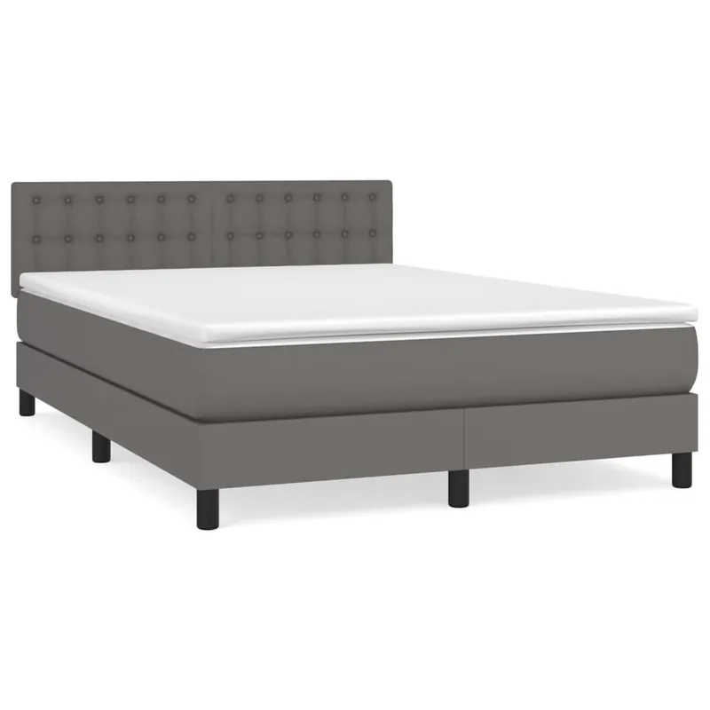 Cama box spring con colchón cuero sintético negro 140x200cm Botones - Descanso