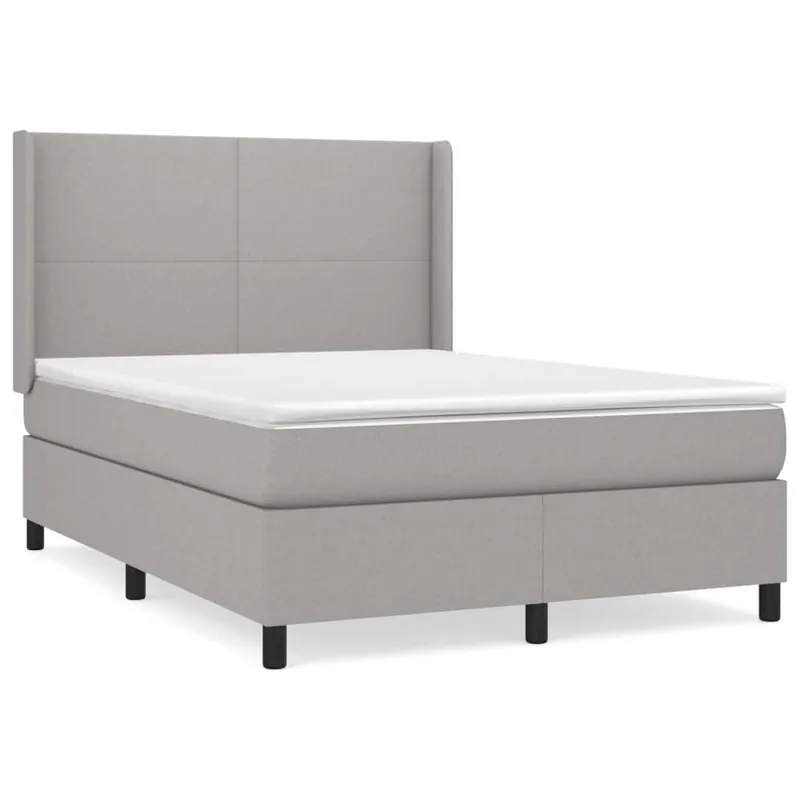 Cama box spring con colchón tela gris claro 140x200 cm Diseño plano - Descanso