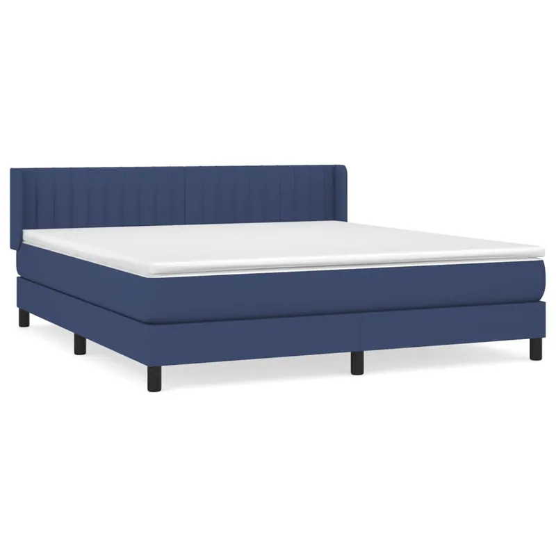 Cama box spring con colchón tela azul 160x200 cm Rayas verticales - Descanso