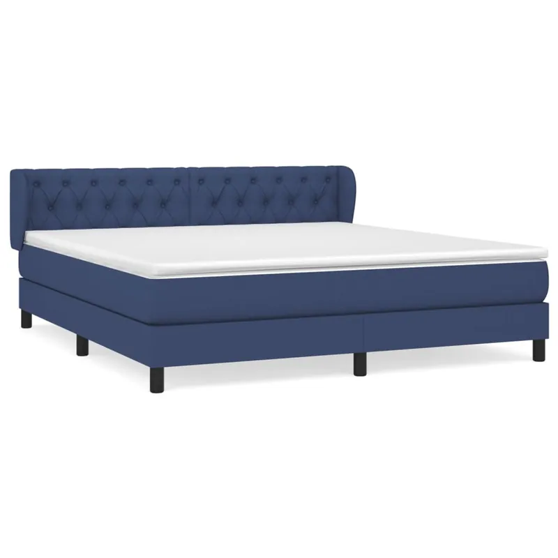 Cama box spring con colchón tela azul 160x200 cm Diseño de botones - Descanso