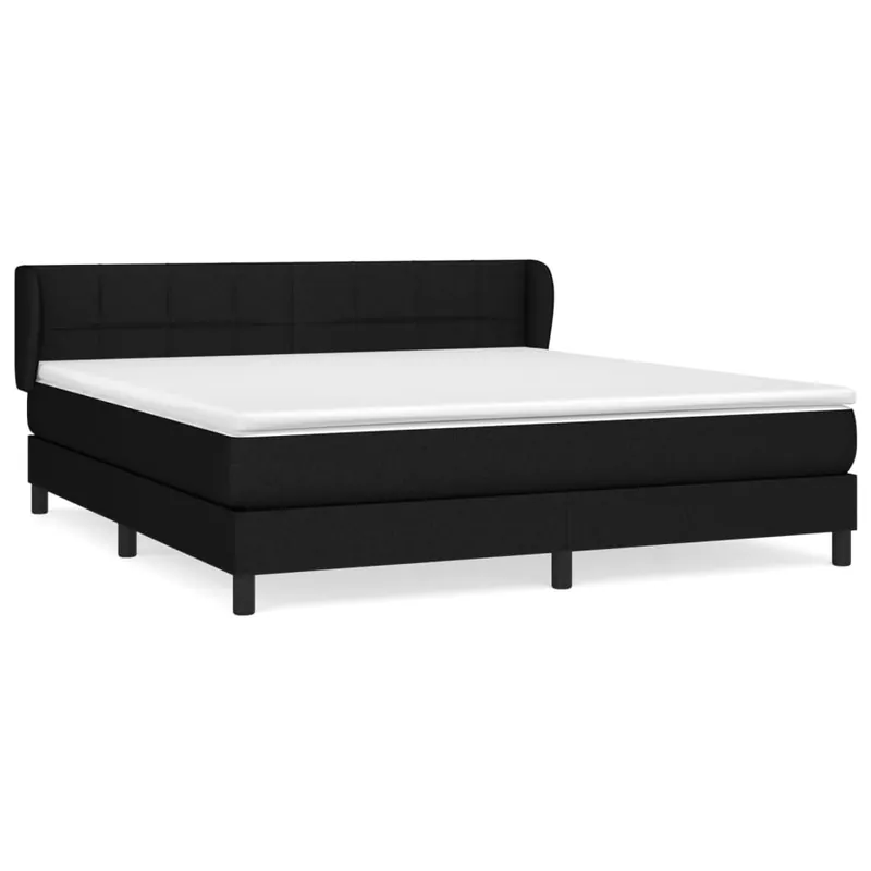 Cama box spring con colchón tela azul 160x200 cm Bloques con cuadros - Descanso