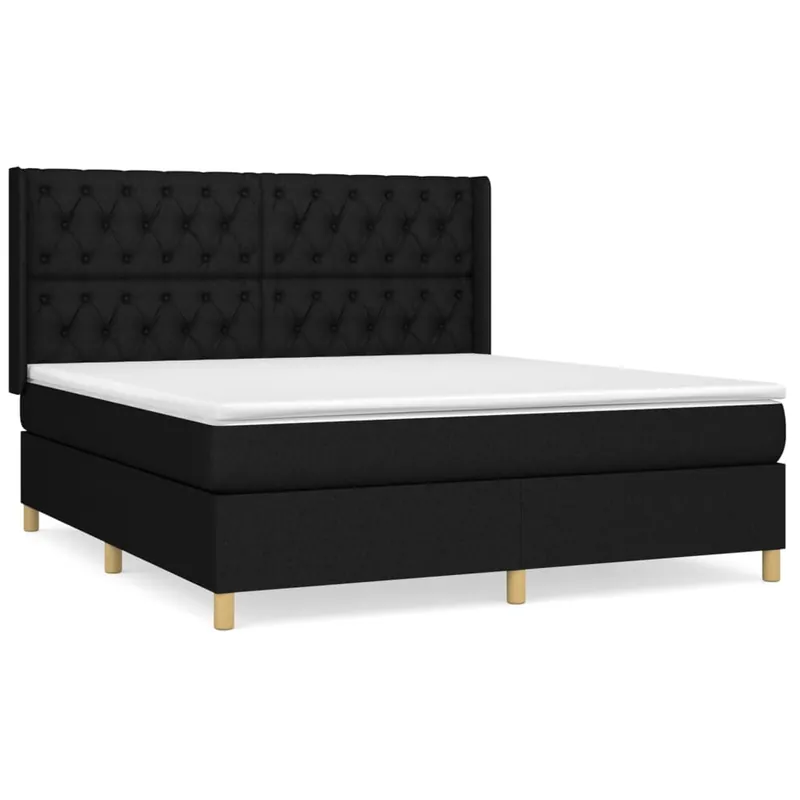 Cama box spring con colchón tela gris claro 160x200 cm Diseño de botones - Descanso