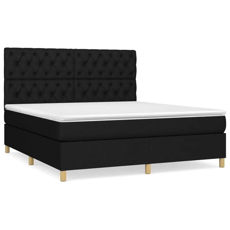 Cama box spring con colchón tela gris claro 160x200 cm Diseño de botones - Descanso