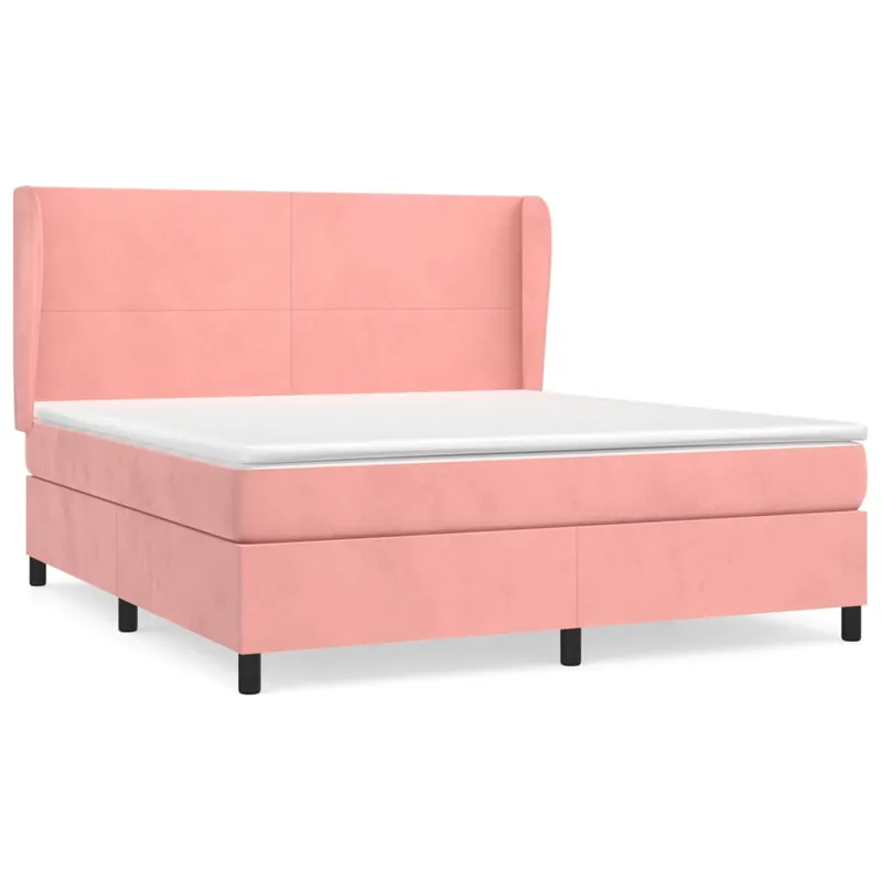 Cama box spring con colchón terciopelo gris claro 160x200 cm Diseño plano - Descanso