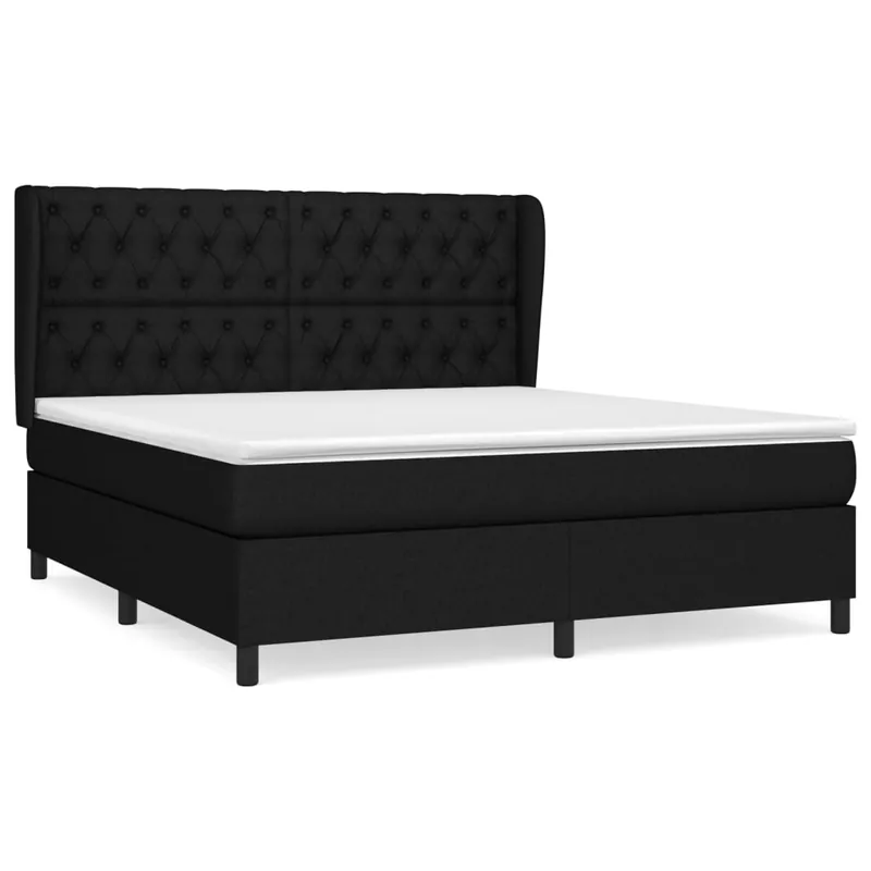 Cama box spring con colchón tela gris oscuro 160x200 cm Diseño de botones - Descanso