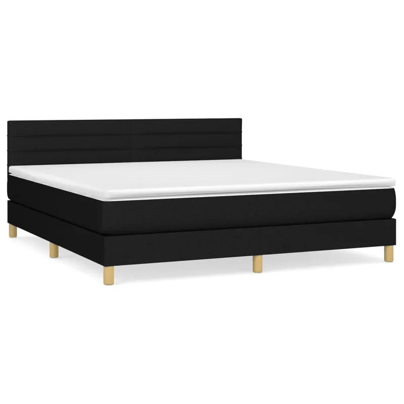 Cama box spring con colchón tela gris claro 180x200 cm Rayas horizontales - Descanso