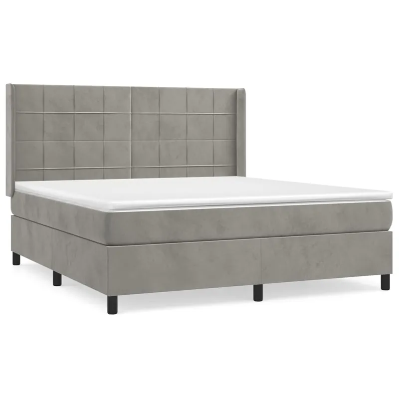 Cama box spring con colchón terciopelo negro 180x200 cm Bloques con cuadros - Descanso