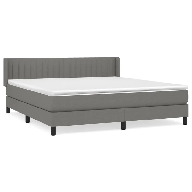 Cama box spring con colchón tela gris claro 180x200 cm Rayas verticales - Descanso