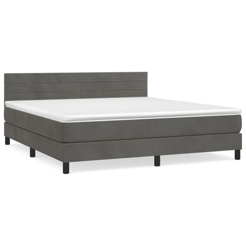 Cama box spring con colchón terciopelo rosa 180x200 cm Rayas horizontales - Descanso