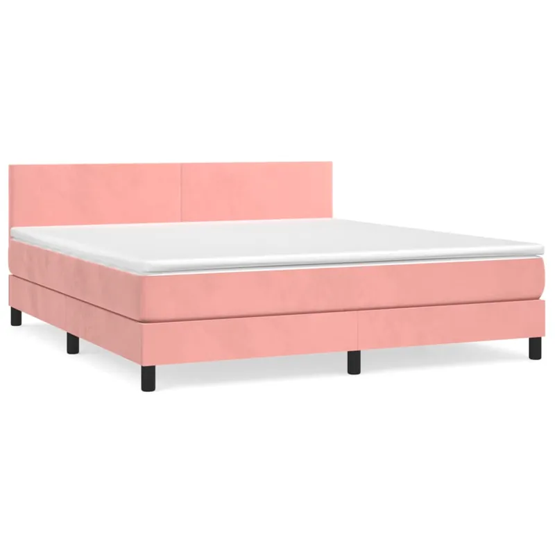 Cama box spring con colchón terciopelo rosa 180x200 cm Diseño plano - Descanso