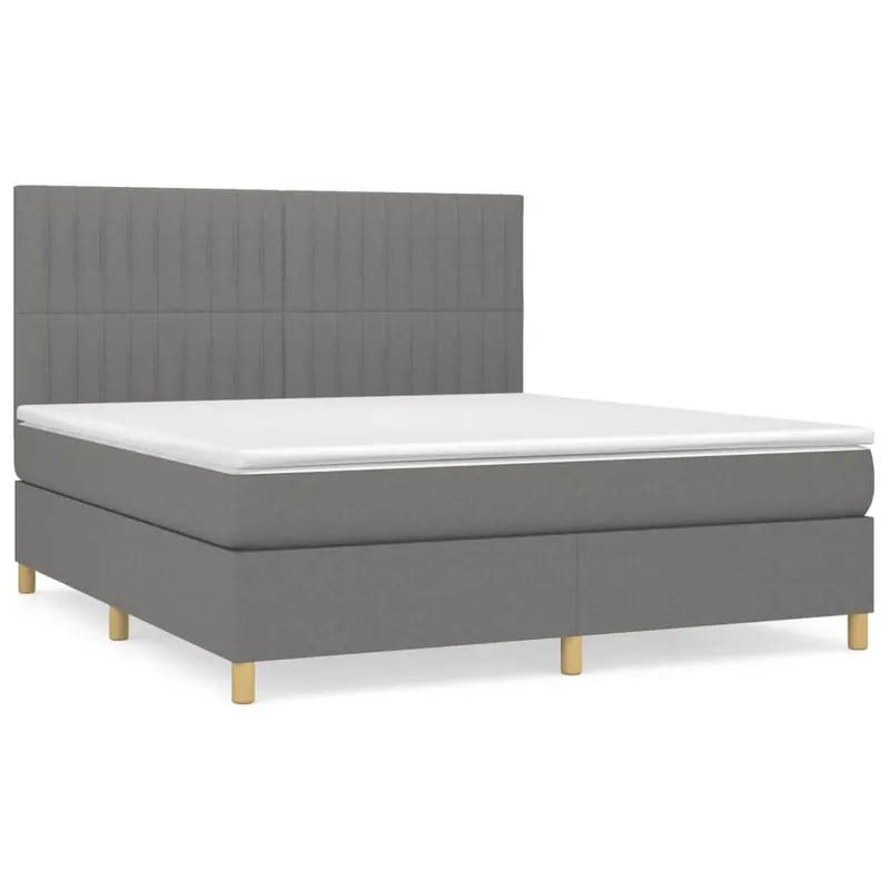 Cama box spring con colchón tela gris claro 180x200 cm Rayas verticales - Descanso