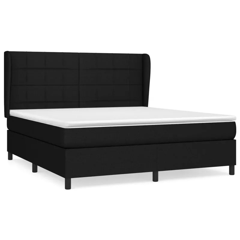 Cama box spring con colchón tela gris claro 180x200 cm Bloques con cuadros - Descanso
