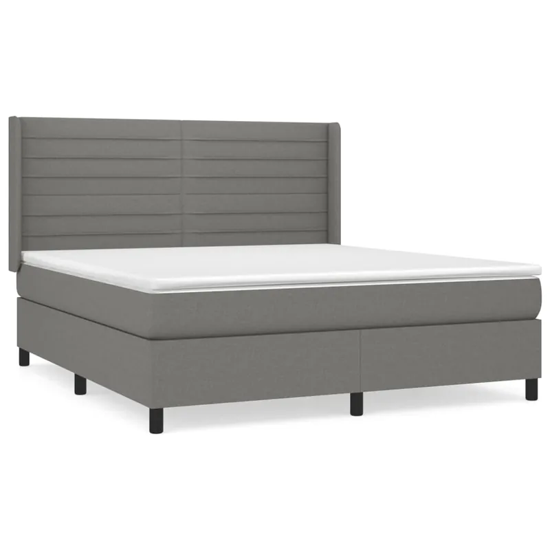 Cama box spring con colchón tela gris claro 180x200 cm Rayas horizontales - Descanso