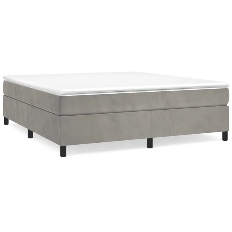 Cama box spring con colchón terciopelo gris claro 200x200 cm - Descanso