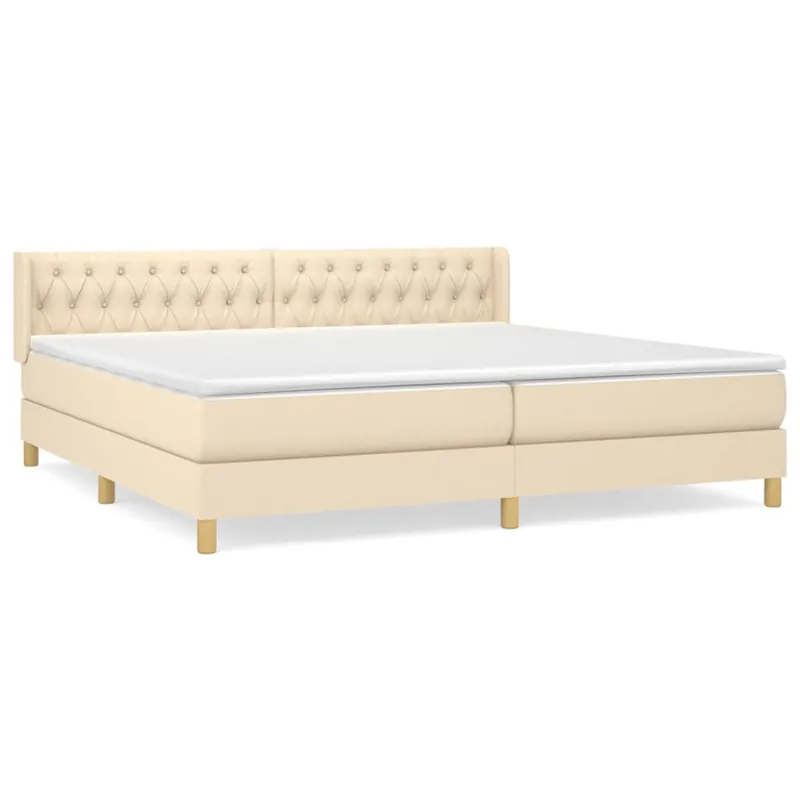 Cama box spring con colchón tela gris oscuro 200x200 cm Diseño de botones - Descanso