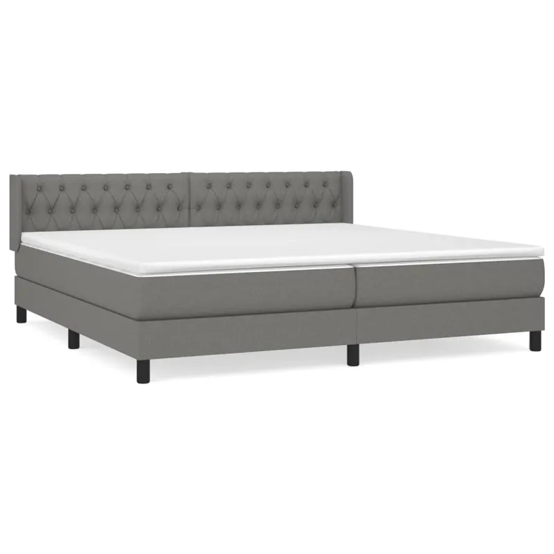 Cama box spring con colchón tela gris claro 200x200 cm Diseño de botones - Descanso