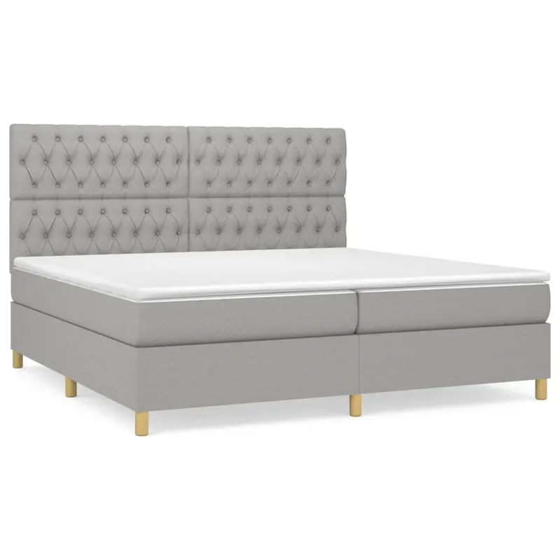 Cama box spring con colchón tela gris oscuro 200x200 cm Diseño de botones - Descanso