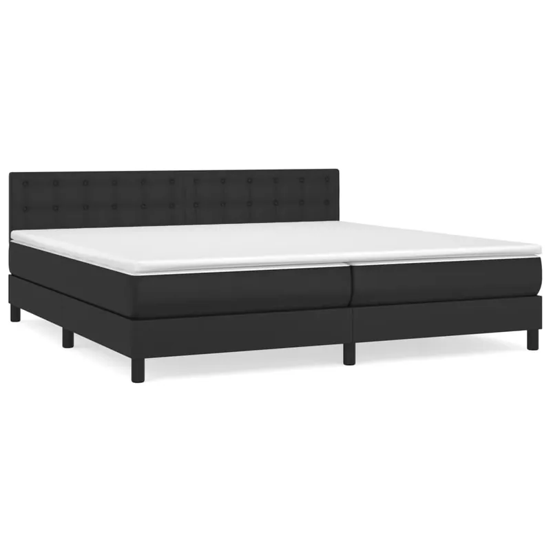 Cama box spring con colchón cuero sintético negro 200x200 cm Botones - Descanso