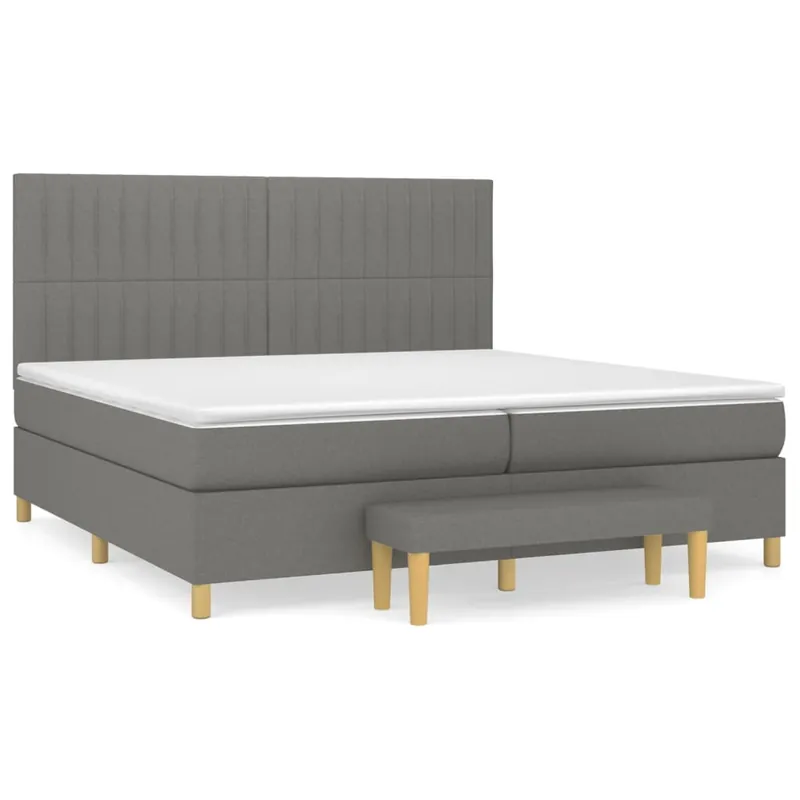 Cama box spring con colchón tela gris oscuro 200x200 cm Rayas verticales - Descanso