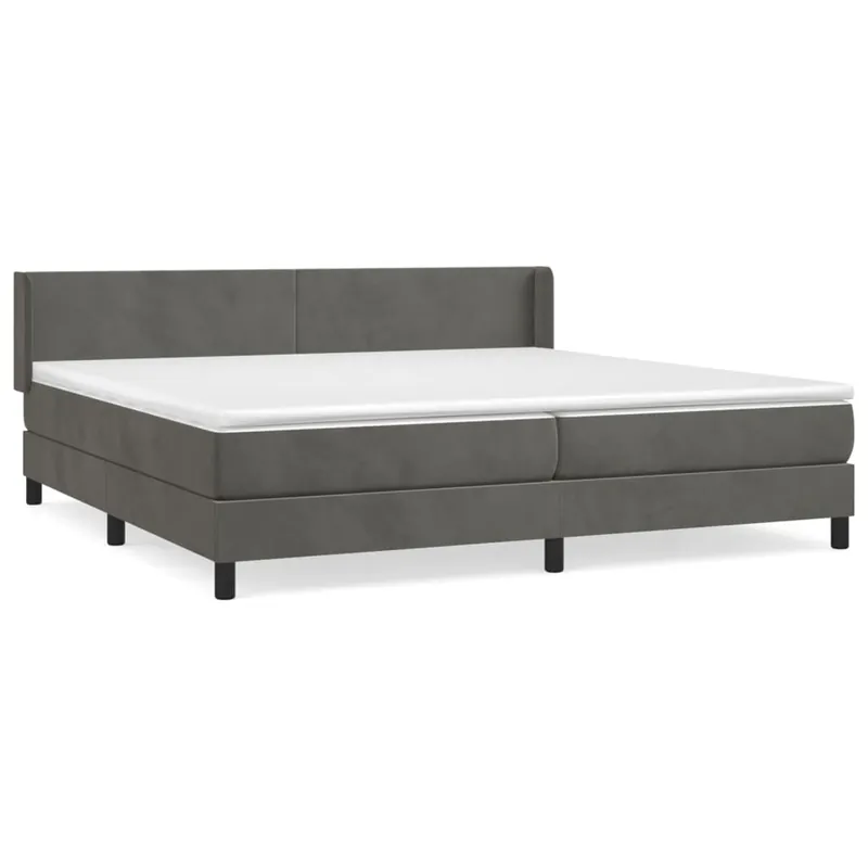 Cama box spring con colchón terciopelo gris oscuro 200x200 cm Diseño plano - Descanso