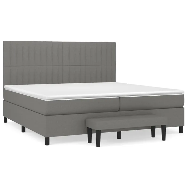 Cama box spring con colchón tela gris oscuro 200x200 cm Rayas verticales - Descanso
