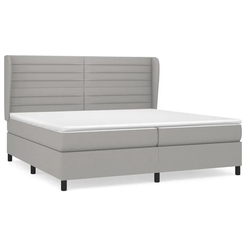 Cama box spring con colchón tela gris claro 200x200 cm Rayas horizontales - Descanso