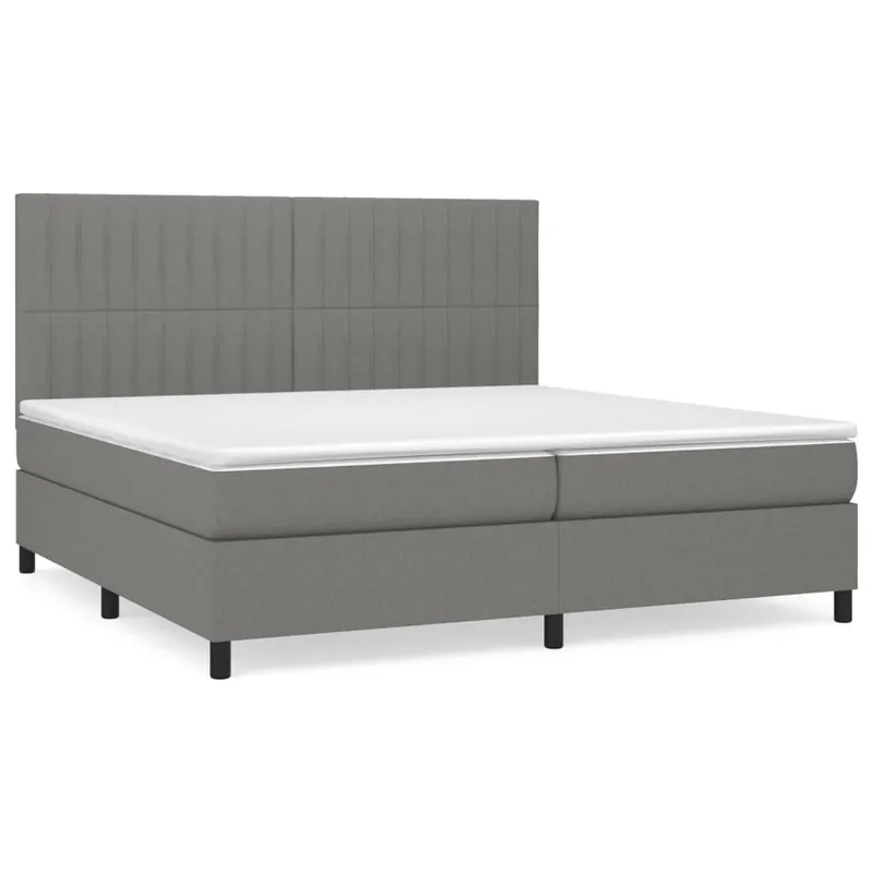 Cama box spring con colchón tela gris oscuro 200x200 cm Rayas verticales - Descanso