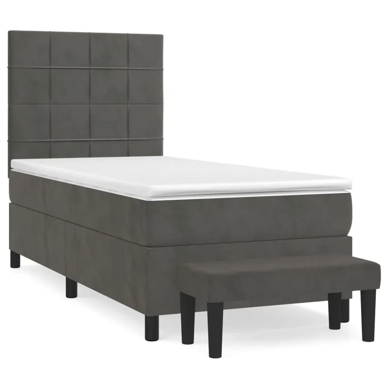Cama box spring con colchón terciopelo negro 80x200 cm Bloques con cuadros - Descanso