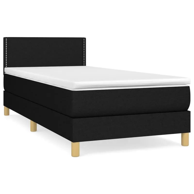 Cama box spring con colchón tela negro 80x200 cm Liso con clavos - Descanso