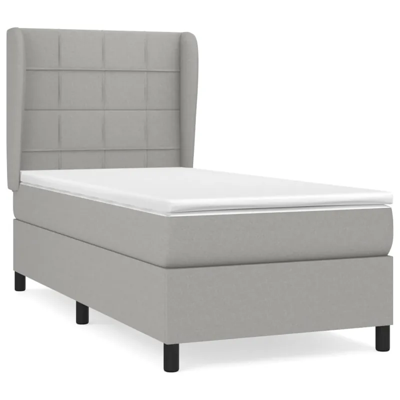 Cama box spring con colchón tela azul 80x200 cm Bloques con cuadros - Descanso