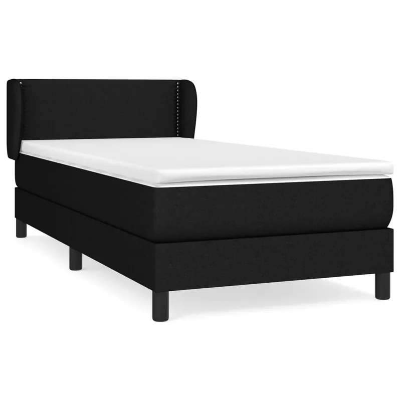 Cama box spring con colchón tela negro 80x200 cm Liso con clavos - Descanso