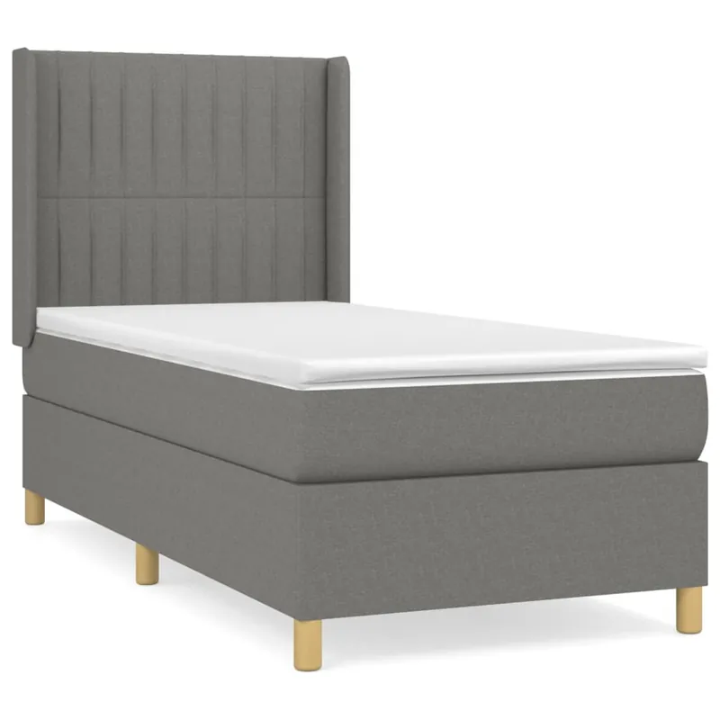 Cama box spring con colchón tela negro 80x200 cm Rayas verticales - Descanso