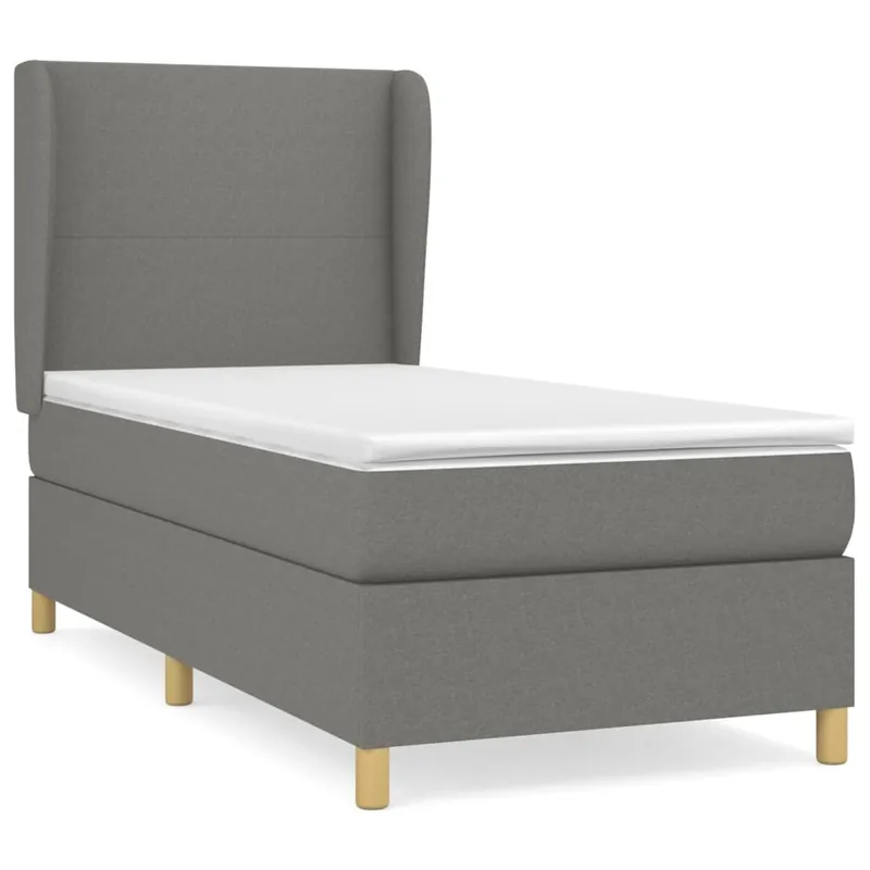 Cama box spring con colchón tela negro 80x200 cm Diseño plano - Descanso