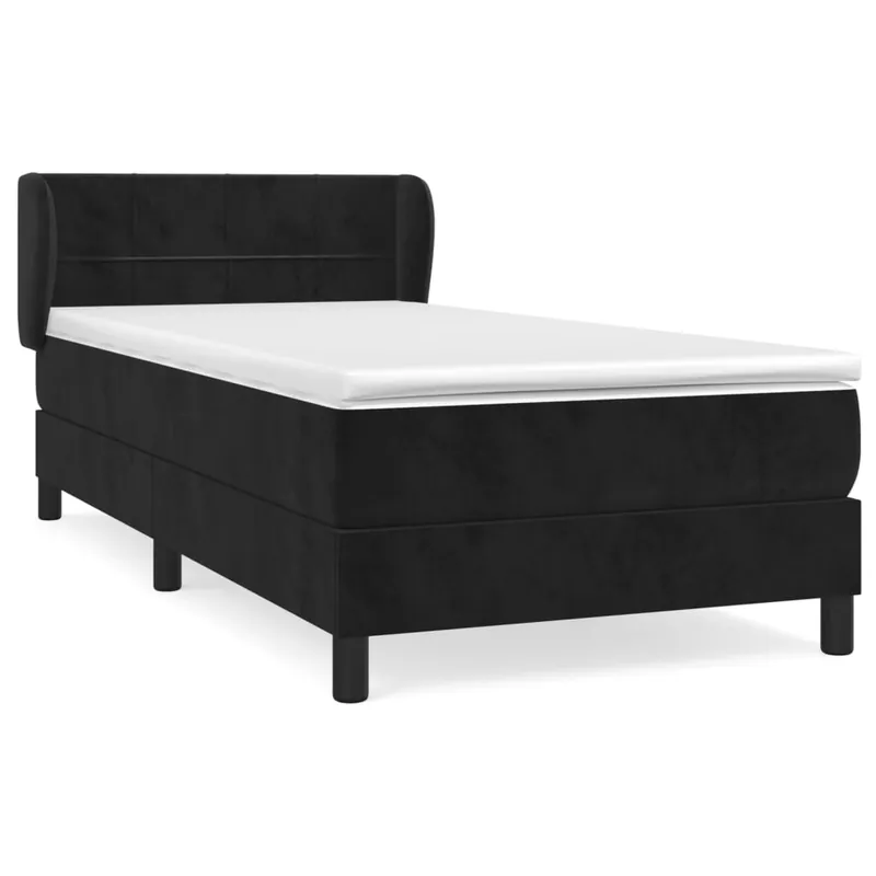 Cama box spring con colchón terciopelo gris claro 80x200 cm Bloques con cuadros - Descanso
