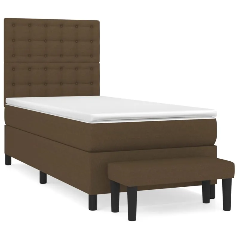 Cama box spring con colchón tela azul 80x200 cm Botones - Descanso