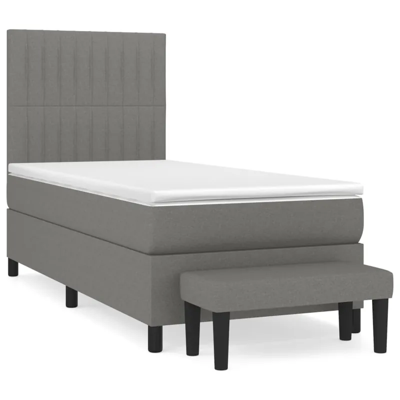 Cama box spring con colchón tela azul 80x200 cm Rayas verticales - Descanso