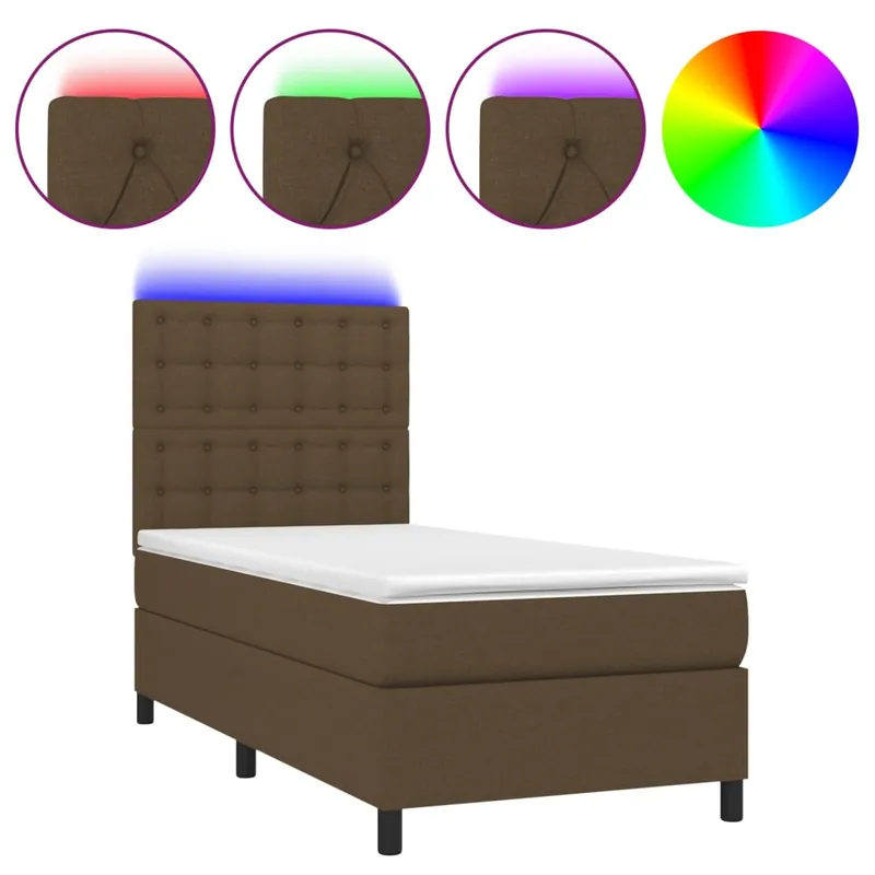 Cama box spring colchón y luces LED tela azul 80x200 cm Botones - Descanso