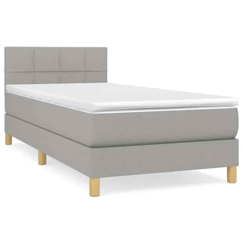 Cama box spring con colchón tela negro 90x190 cm Bloques con cuadros - Descanso